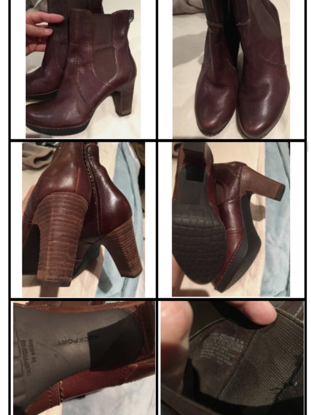 Rockport Brown Leather Pull On Platform Boots 8 1/2